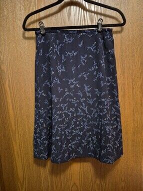 Talbots Navy Floral A-Line Skirt - Women Size 4
